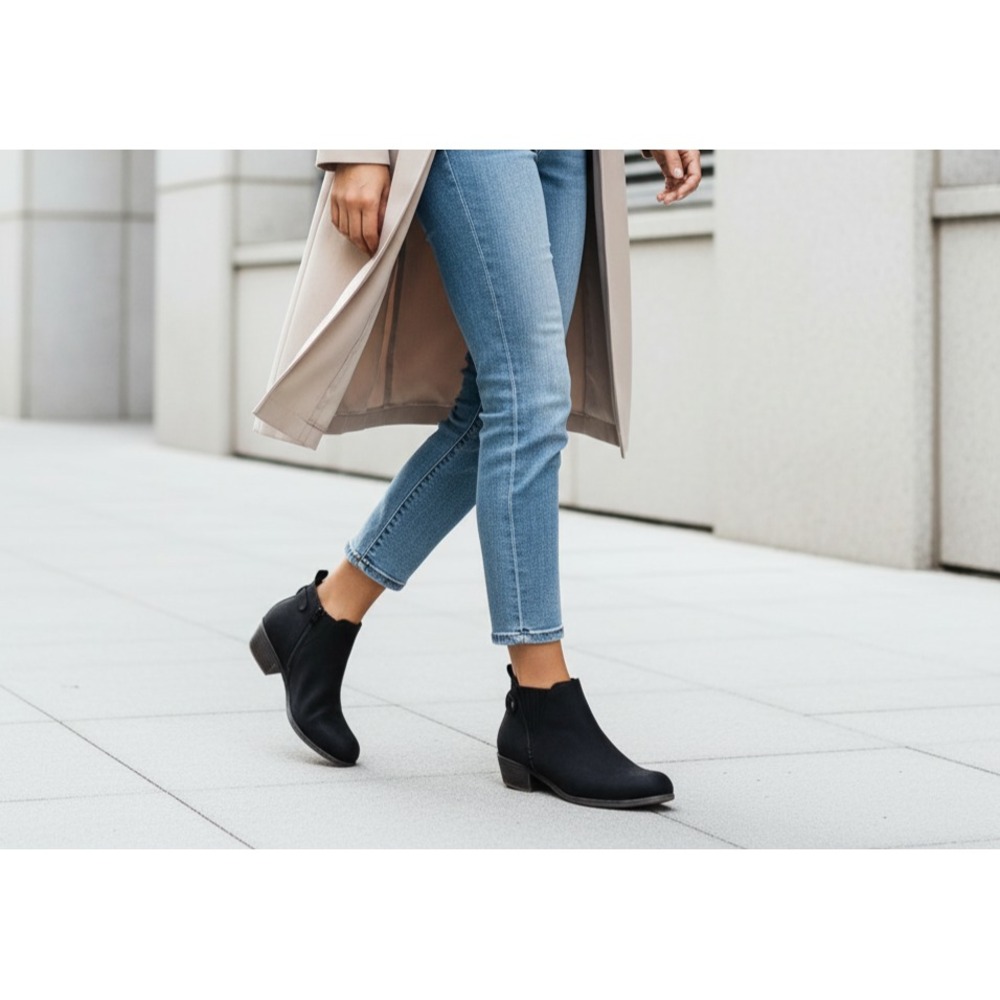 Jessica Cline 7 M Black Boots Booties Faux Suede Boho Grunge Casual Indie Edgy
